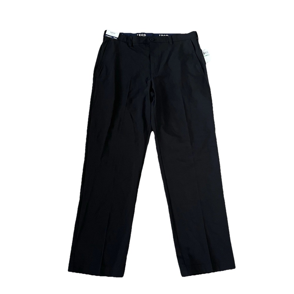 NWT‎ IZOD Golf Swingflex Pants Mens 34x31 Black Performance Stretch Flat Front